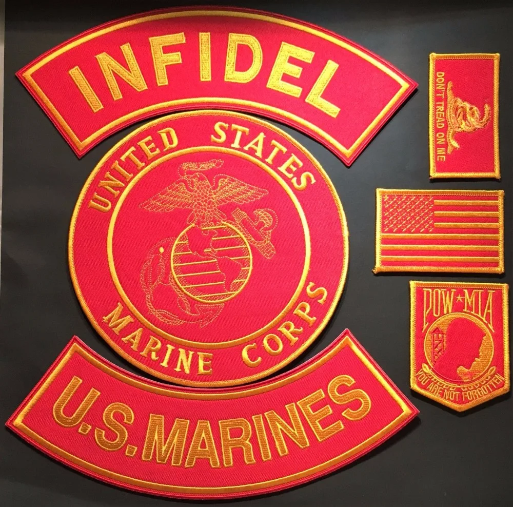 2018 Newest Infidel Embroidery Patch In Red For Rider Punk Jacket Vest Custom Design