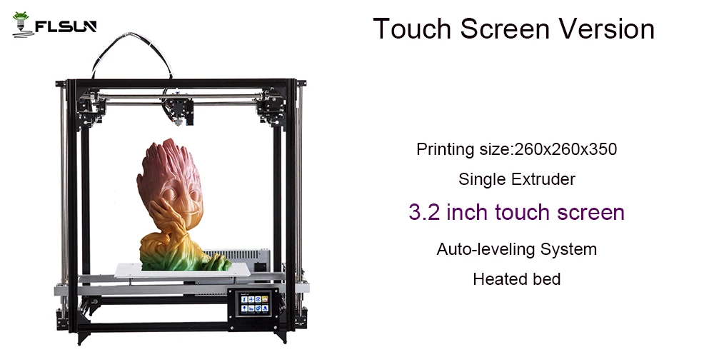 Новейший Flsun 3d принтер двойной экструдер большая площадь печати 260*260*350 мм сенсорный экран 3d принтер комплект с подогревом кровать wifi модель