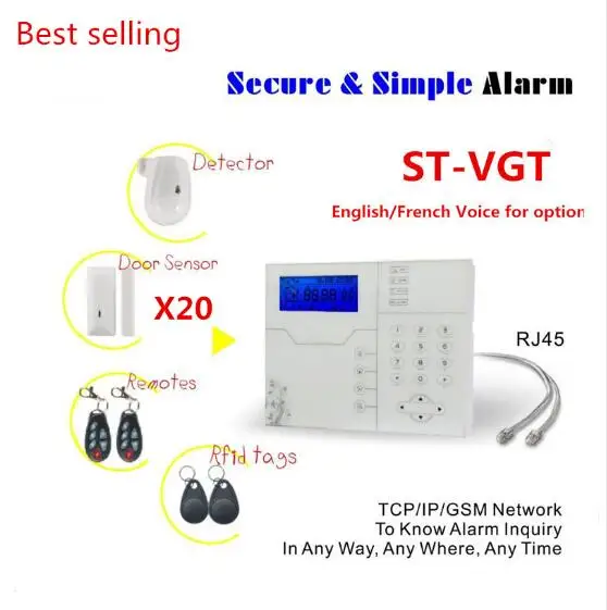 English French ST-VGT TCP IP Alarm GSM Alarm System With 32 Wireless zone and 8 wired Zone Home Smart Protection Alarm System English French ST-VGT TCP IP Alarm GSM Alarm System With 32 Wireless zone and 8 wired Zone Home Smart Protection Alarm System