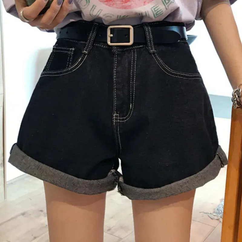 2019 Summer Fashionable Women Denim Shorts Simple High Waist Loose Casual Wide Leg Shorts Plus Size Black Ladies Short Jeans 2019 Summer Fashionable Women Denim Shorts Simple High Waist Loose Casual Wide Leg Shorts Plus Size Black Ladies Short Jeans