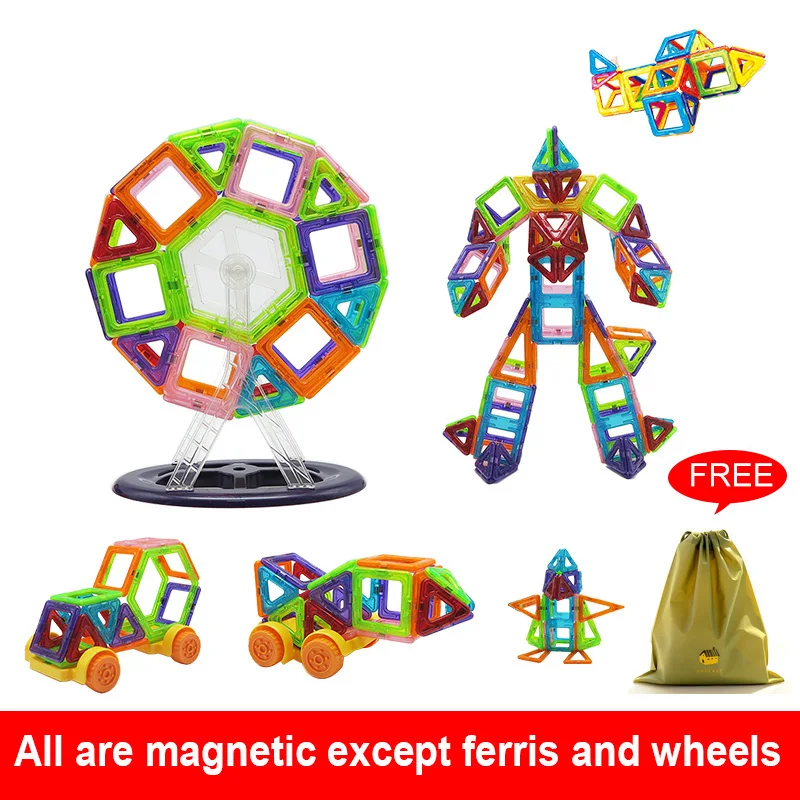 

58pcs 136pc Mini Size Magnetic Blocks Designed construction Blocks 3D Model Building Bricks Children Educational Toys Small