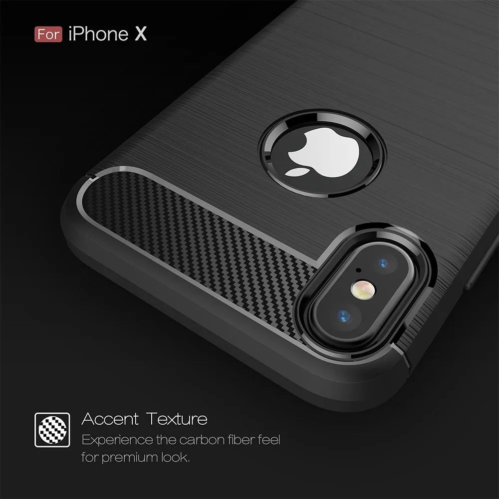 cheap TPU Silicone Anti knock Full Coverage Back Case for Apple iphone 5 5S SE Carbon Fiber Phone Case For iPhone X 7 8 6 6S Plus
