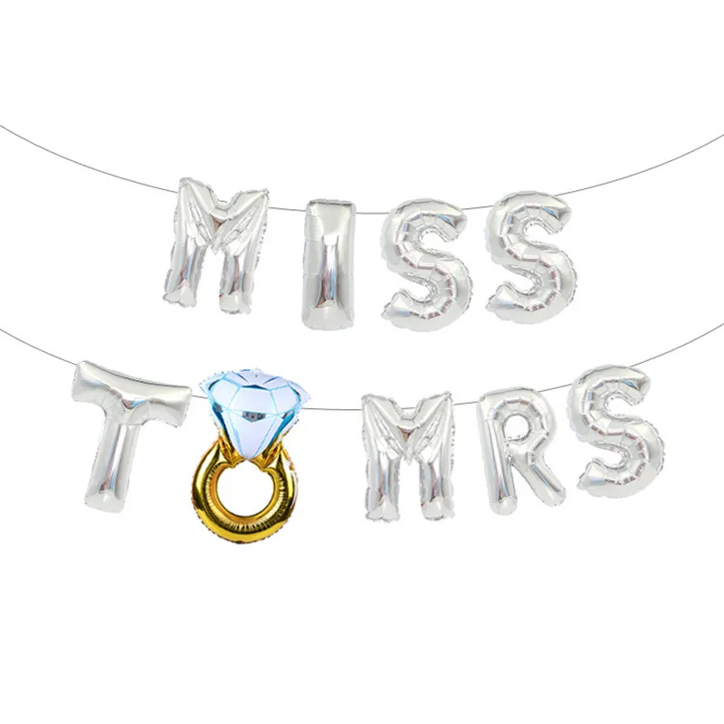 

Bridal Shower 16inch MISS TO MRS Wedding Bride To Be Letter Foil Balloons Diamond Ring Balloon for Hen Party Favors Decoration,Q