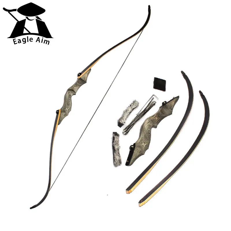 

Hunting Crossbow Shooting Train Archery 30-55 LBS Recurve Bow Length 58 inches Dark Green Riser for Right Hand User