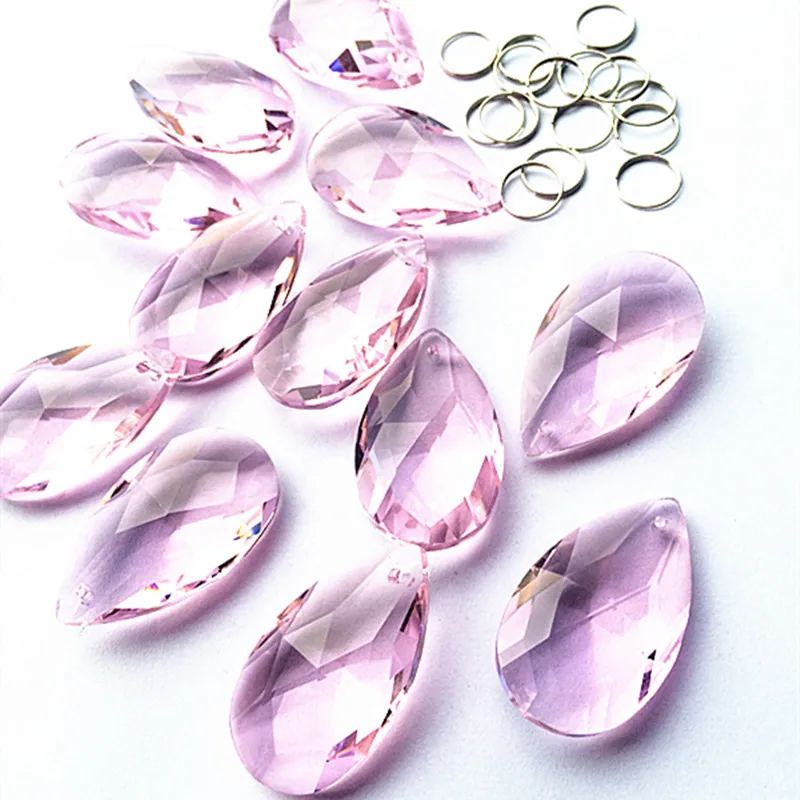 Top Quality 10pcs 38mm Pink (Free Rings) Crystal Chandelier Pendant/ Curtain Pendants/ Parts | Лампы и освещение