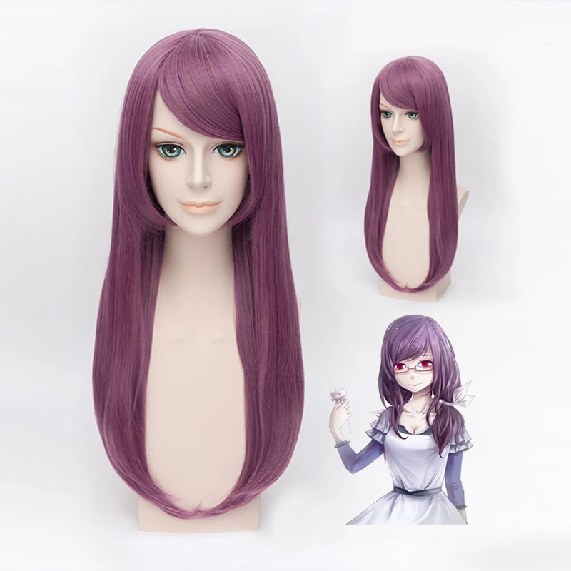 

Free Shipping!! Anime Tokyo Ghoul Kamishiro Rize Cosplay Wig Purple Long Straight Women Costume Wigs Heat Resistant Fibre Hair