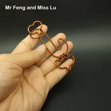 Рыбий крючок кольцо головоломка коллекция красная медь Ручная работа металлическая игрушка