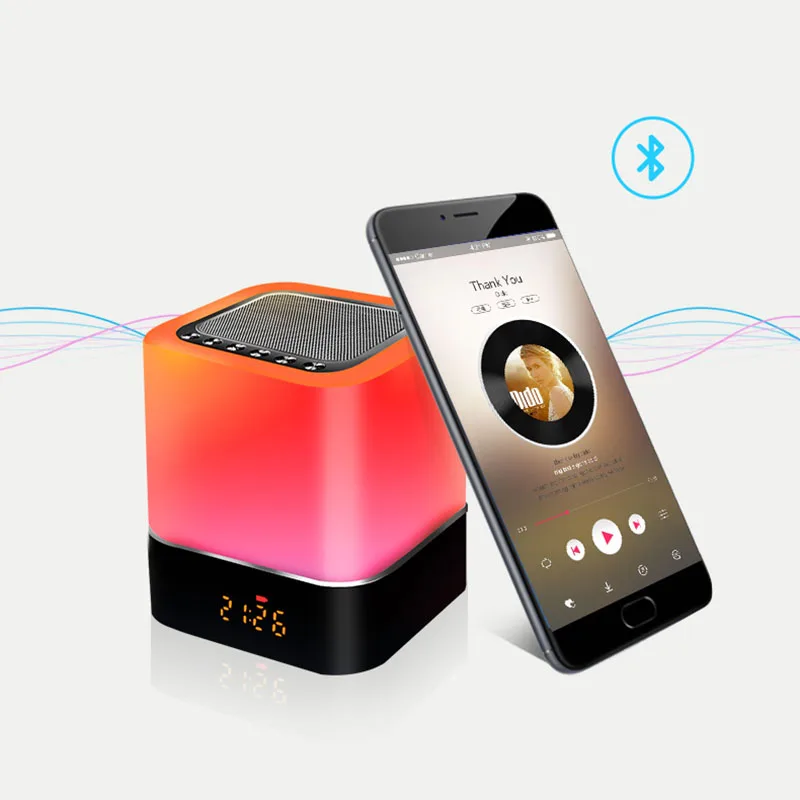 Ночник 5 в 1 прикроватный светильник с Bluetooth динамиком цифровым календарем и