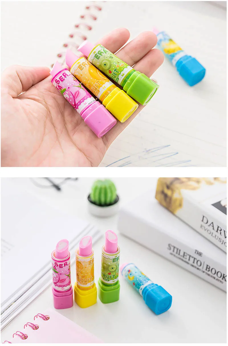 Kawaii Cartoon Lipstick Fruits Eraser