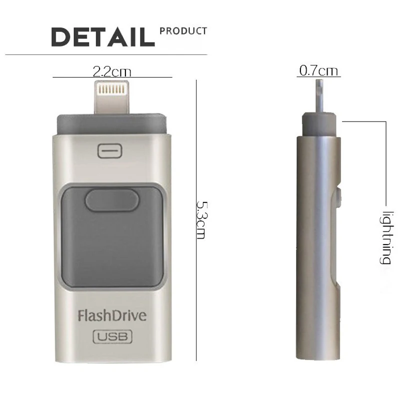 I-Flash Drive 64 Гб микро USB флеш-накопитель флеш-диск USB 2,0 OTG флеш-накопитель 3 в 1 для iPhone 5/5S/5c/6/6 Plus/ipad iflash Otg