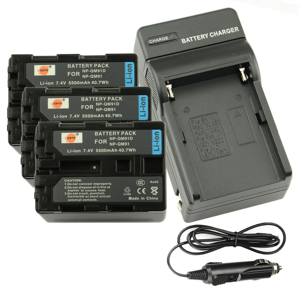 

DSTE 3PCS NP-QM91D Rechargeable Battery + Travel and Car Charger for Sony DCR-TRV24 TRV240 TRV240K TRV245E TRV24E TRV25 Camera