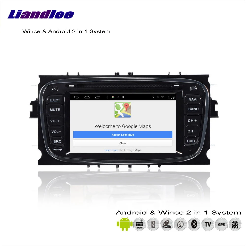 Clearance Liandlee For Ford C-Max / S-Max / Galaxy / Tourneo Radio CD DVD Player GPS Nav Map Navigation Wince & Android 2 in 1 S160 System 1