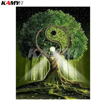 

Diamond Embroidery 5D DIY Diamond Painting Yin and Yang Tree Mosaic Diamond Painting Cross Stitch Rhinestone Decoration DD