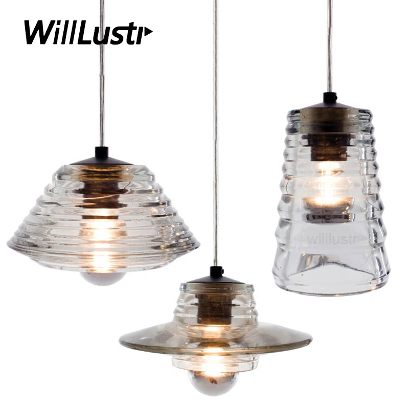 Bowl lens tube Pendant Lamp Pressed Glass Light modern suspension