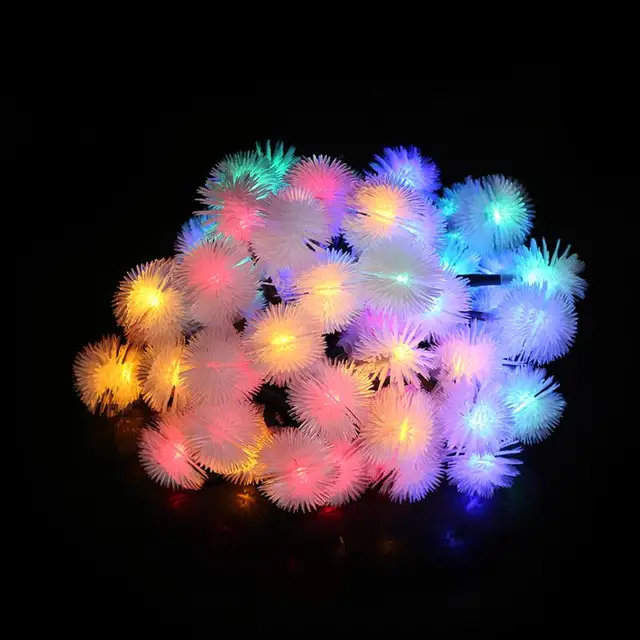 20 LEDs Solar Power Fairy String Lights Hair Ball Decorative Garden Outdoor Lighting Festival Party Home Illumination Decor PO3