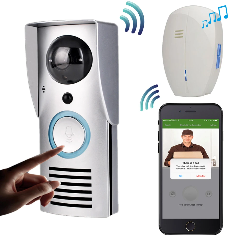 

CUSAM WIFI 720P Video Doorbell Wireless Door Phone Intercom Monitor Smart Bell HD Camera PIR Motion Sensor Night Vision Unlock