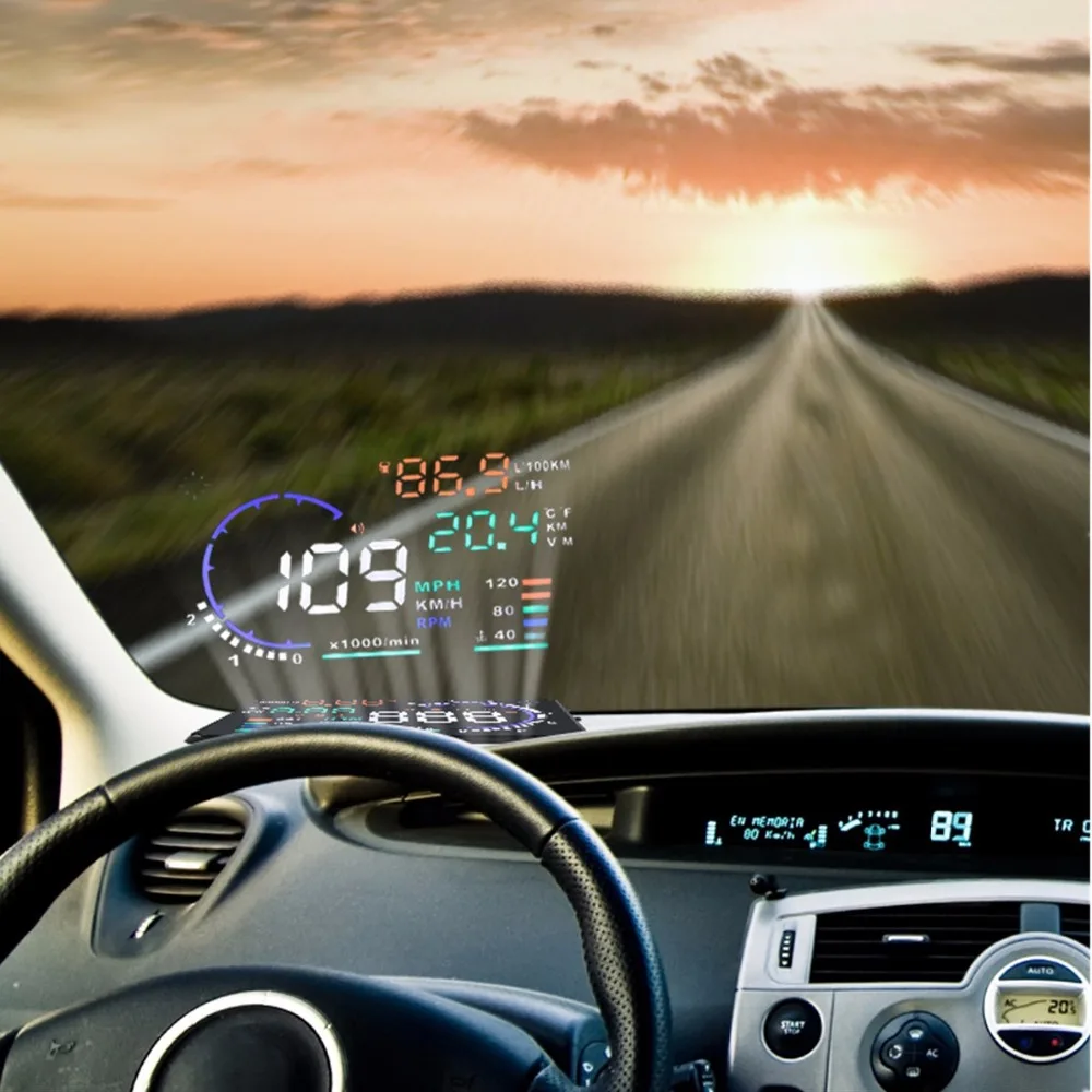 Автомобильный дисплей A8 HUD цифровой спидометр Предупреждение OBD2|Проекционный