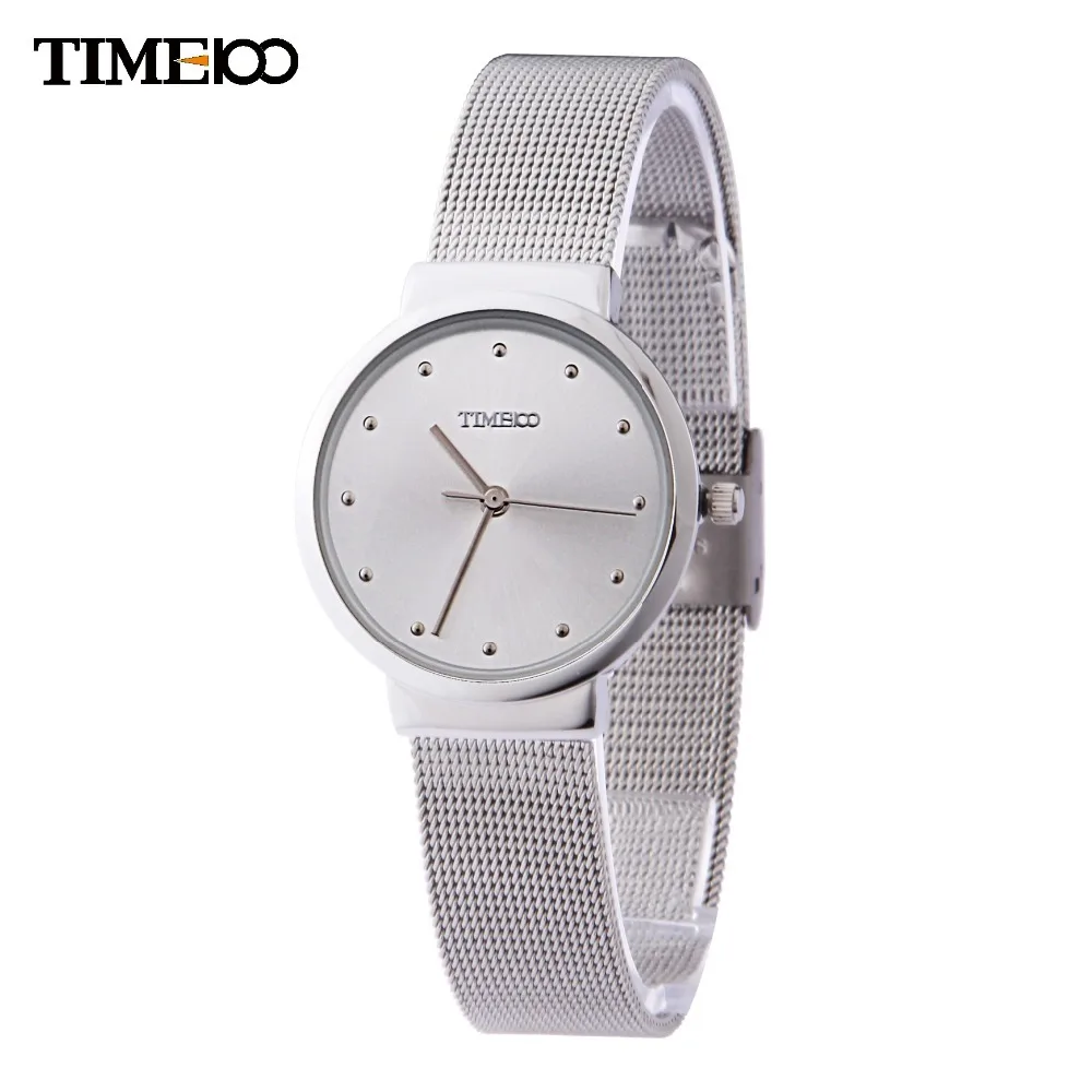 Модный бренд TIME100 женские Кварцевые Часы стрелочные часы Стальной Сетки Ремень