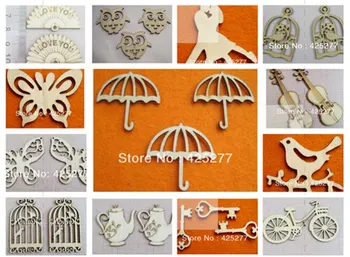 

120pcs/lot wholesale high quality hybrid variety of design die cutting wood Angle DIY scrapbook 35-85mm 001002