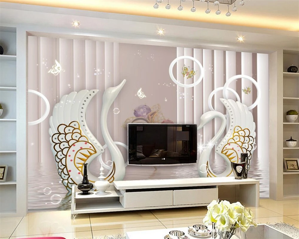 Beibehang wallpaper mural modern 3d luxury European swan jewelry flowers 3D living room TV backdrop wall wallpaper for walls 3 d beibehang european architecture space modern tv backdrop 3d wallpaper living room bedroom murals wallpaper for walls 3 d