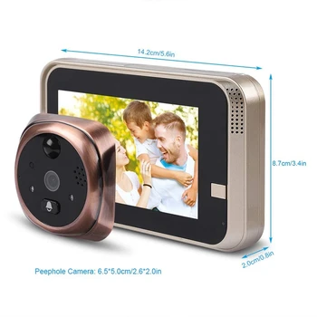 

Video Peephole Doorbell, 720P 4.3Inch Hd Screen Wifi Smart Peephole Viewer Doorbell Waterproof Home Visible Intercom Doorphone