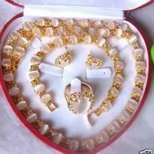 Белый опал ожерелье браслет серьги кольцо ювелирный набор>-часы торговля кварцевый камень CZ Кристалл