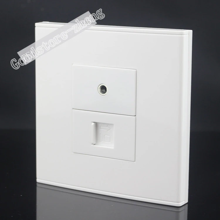 

Wall Socket Plate 2 Ports One Cat5 RJ45 LAN Network & One 3.5mm Earphone Jack Panel Faceplate Outlet Wholesale Lots