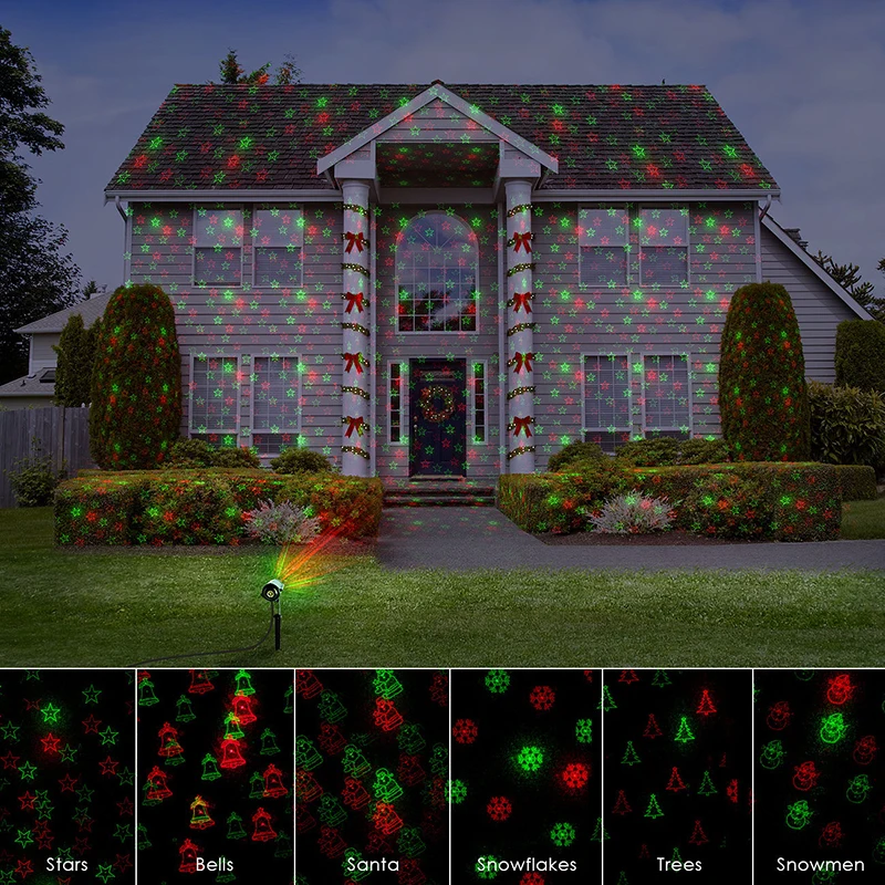 С изображением рождественских звезд лазерный светильник для душа 24 узоры лазерный проектор эффект дистанционного перемещения Водонепроницаемый Открытый сад Xmas декоративный газон