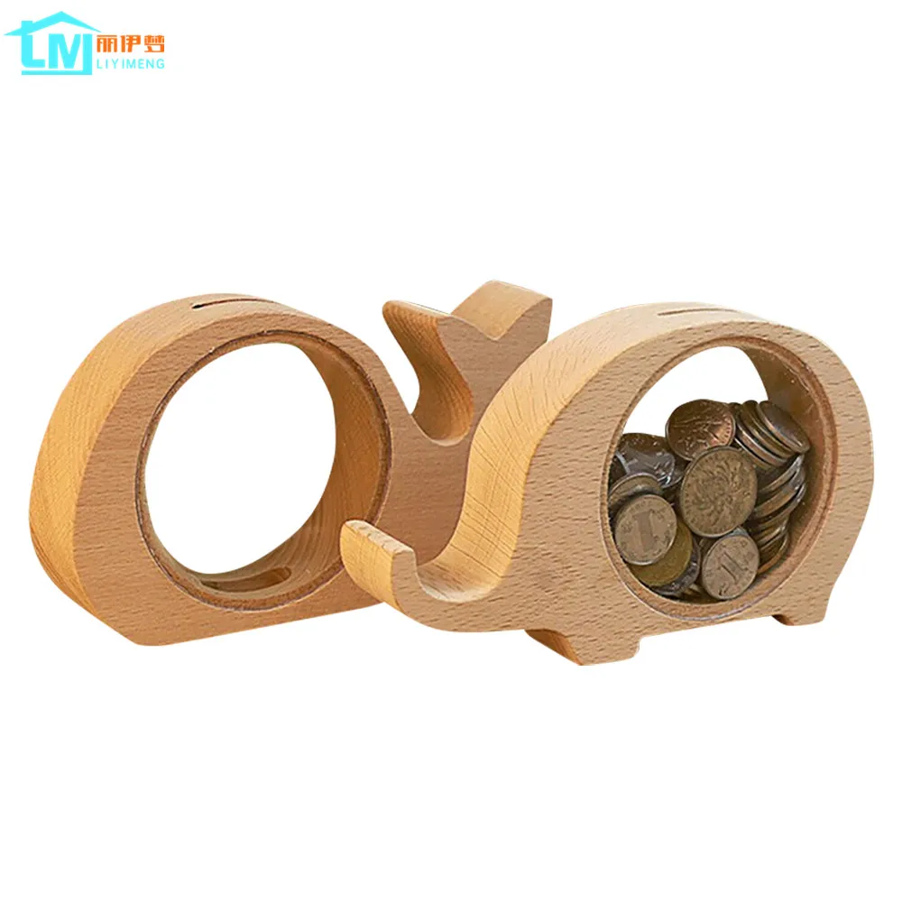 

LIYIMENG Piggy Bank Wooden Money Box Acrylic Storage Cartoon Organizer Coin Case Contain Saving Children Commemorative Coins