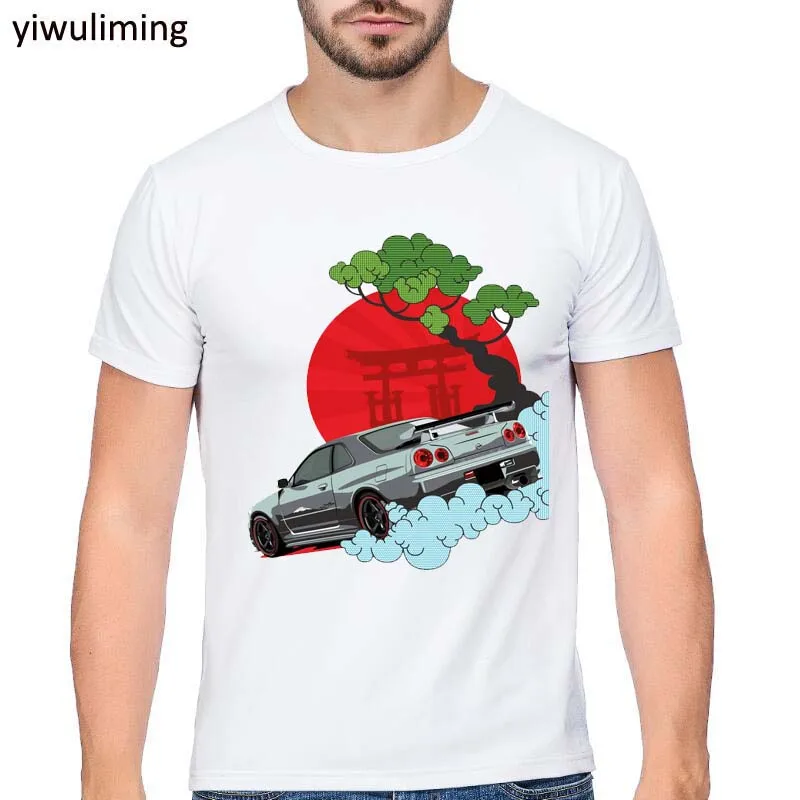 Дизайнерская футболка Funky Nissan Skyline Drift King R34 Hakosuka Мужская с круглым воротником и