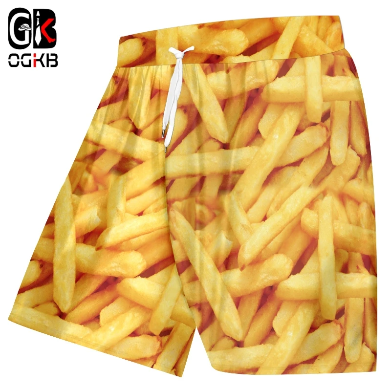 OGKB мужские шорты кэжуал модные тренажерные залы с 3D принтом картофель фри чипсы хип-хоп одежда больших размеров Hombre летние шорты Jogger Прямая поставка