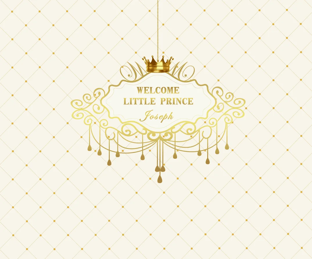 Birthday Party backdrop,Prince with crown frame dector banner backdrops,baby shower,dessert table photography background W-326