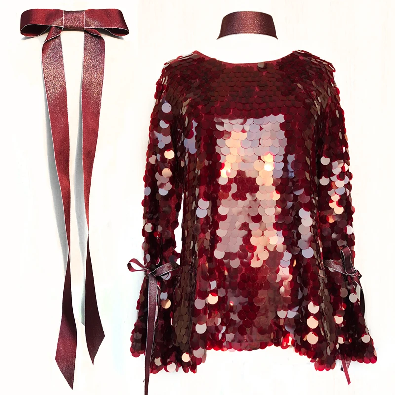Женские шикарные рубашки с блестками X'max вечерние Клубные топы с блестками блестящая красная роза Куртка верхняя одежда танцевальное шоу Cos