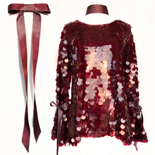 Женские шикарные рубашки с блестками X'max вечерние Клубные топы с блестками блестящая красная роза Куртка верхняя одежда танцевальное шоу Cos