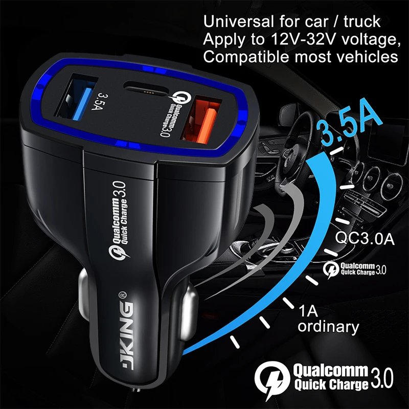 VicTsing Car Charger Quick Charge 3.0 Dual USB Ports 3.5A Type-C Car Adapter Quick Charger for iPhone 8 Cigarette Lighter        (15)