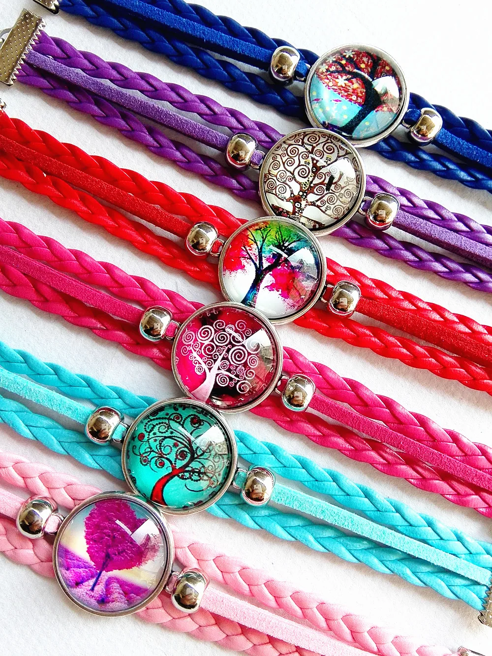 24 шт Дерево жизни стеклянные браслеты с кабошонами стеклянный браслет ручной работы художественная мультяшная ручная цепочка