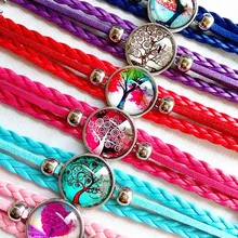 24 шт Дерево жизни стеклянные браслеты с кабошонами стеклянный браслет ручной работы художественная мультяшная ручная цепочка