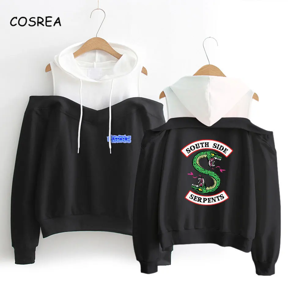 

Riverdale South Side Serpents Hoodies Southside Serpents Sweatshirts Women Long Sleeve Off-Shoulder Exclusive Hooded Clothes