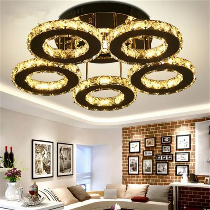 مودر Led الثريا 3 5 خواتم كريستال الثريات السقف تركيب المصابيح لغرفة النوم غرفة المعيشة لماعة المنزل ديكو Luminaria M Kotora Shop