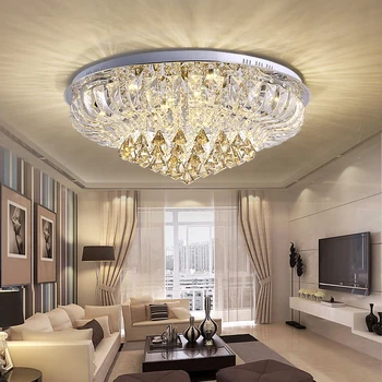 

Simple and modern LED round warm living room dining hall diamond crystal lamp atmospheric luxury headlamps ceiling lamps led