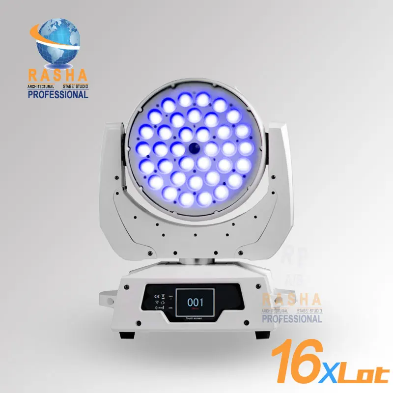 

16pcs /LOT High Quality 36pcs*10W 4in1 Zoom RGBW LED Moving Head Light Touch Screen LCD Display,Stage Moving Head Light