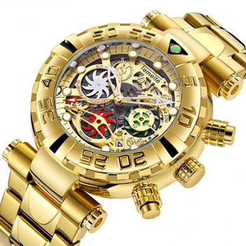 

Golden Business Watch Men Fashion Chronograph Mens Watches Top Brand Luxury Stainless Steel Strap Quartz Wristwatch Clock