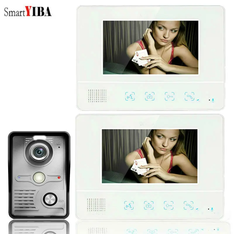 

SmartYIBA 7 Inch Video Door Phone Kits Door Camera Touch Key White Monitor Intercom House Families Video Door bell System