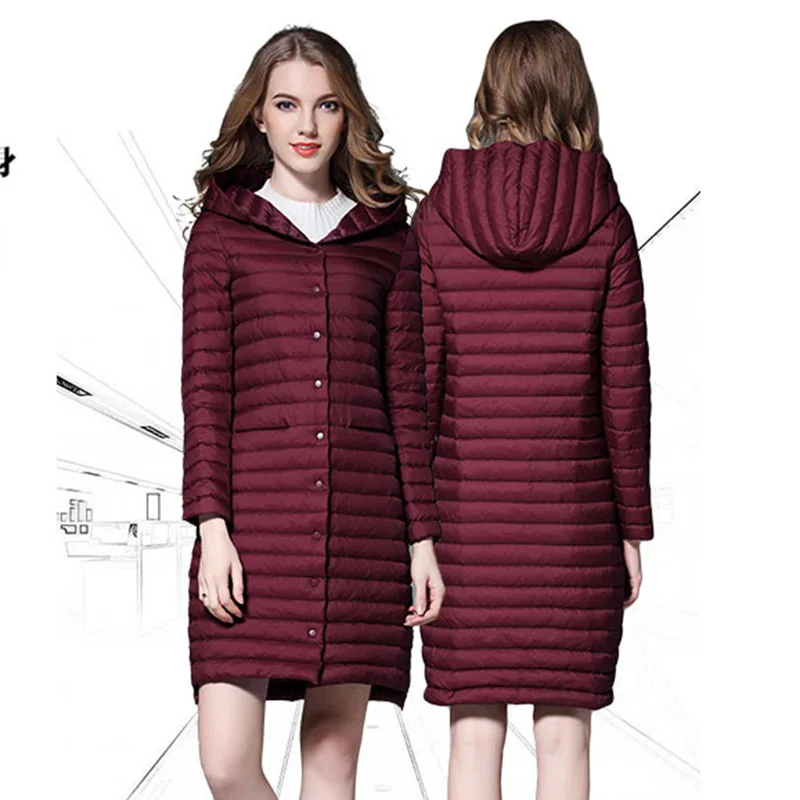 

Simple three-dimensional striped lock down, non-deformed Winter women's down jacket single-breasted Women's winter clothing