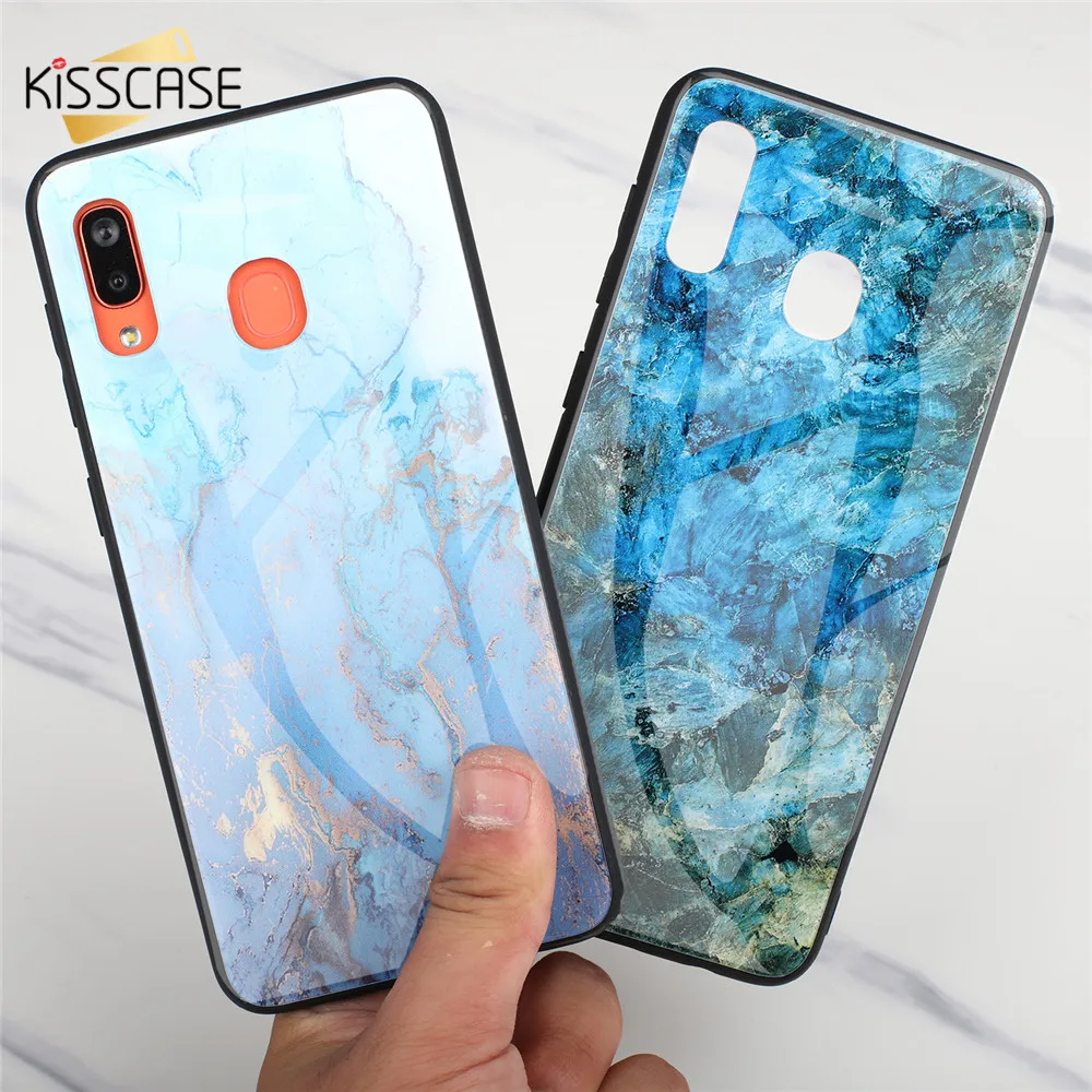 KISSCASE Marble Glass Case For Samsung Note 10 Galaxy A50 A30 S10 S9 Plus Cases M30 M20 M10 A20 A10 A9 A8 A7 A6 |