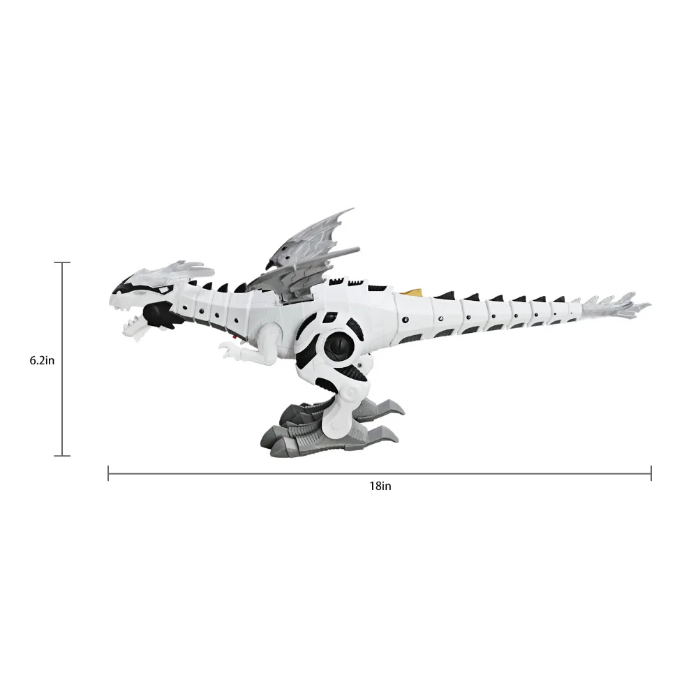 Electronic Dino Robot Light Up Walking Toy Mist Spray Dinosaur with Sound 