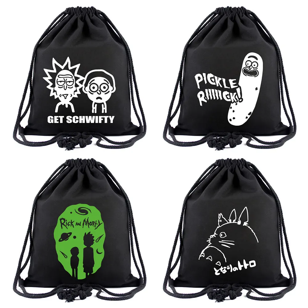 

Anime Cartoon Cat My Neighbor Totoro Women Bagpack Teenagers Schoolbags Men Backpacks Canvas School bag String Drawstring bag