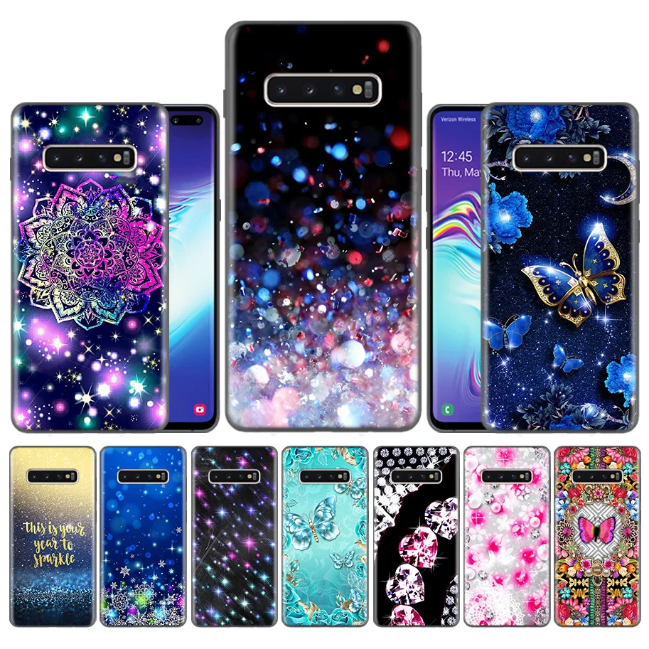 

Capas Case Coque for Samsung Galaxy S10 S9 S8 Plus 5G A30 A50 A70 A40 A20 Note 8 9 10 Cover Carcass cute girly pink sparkle prin