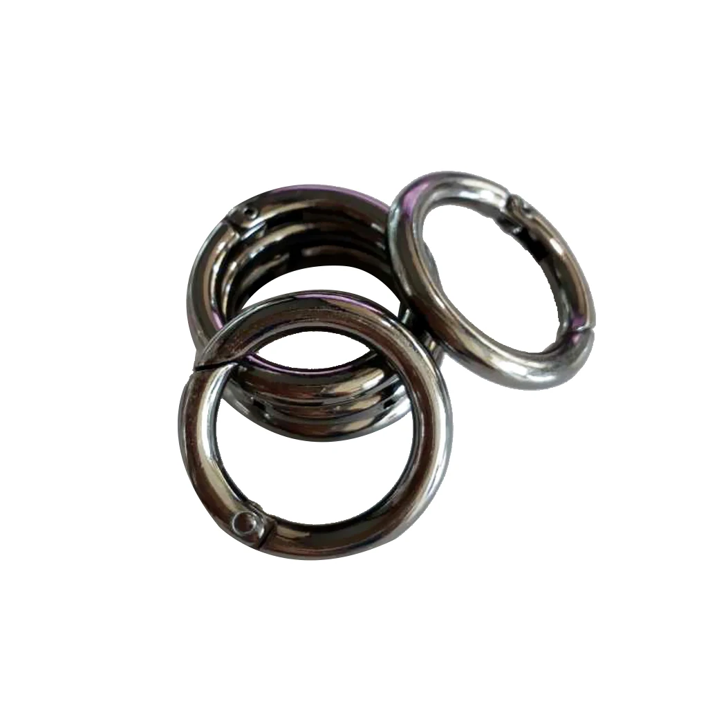 fityle 5pcs Round Push Gate Snap Hooks Spring Ring Clasp Buckle Camping Carabiner 28mm