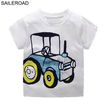 SAILEROAD/футболка с принтом «Трактор» для мальчиков; лето г.; детская одежда; Детские футболки из хлопка; топы для детей; одежда для малышей; шорты